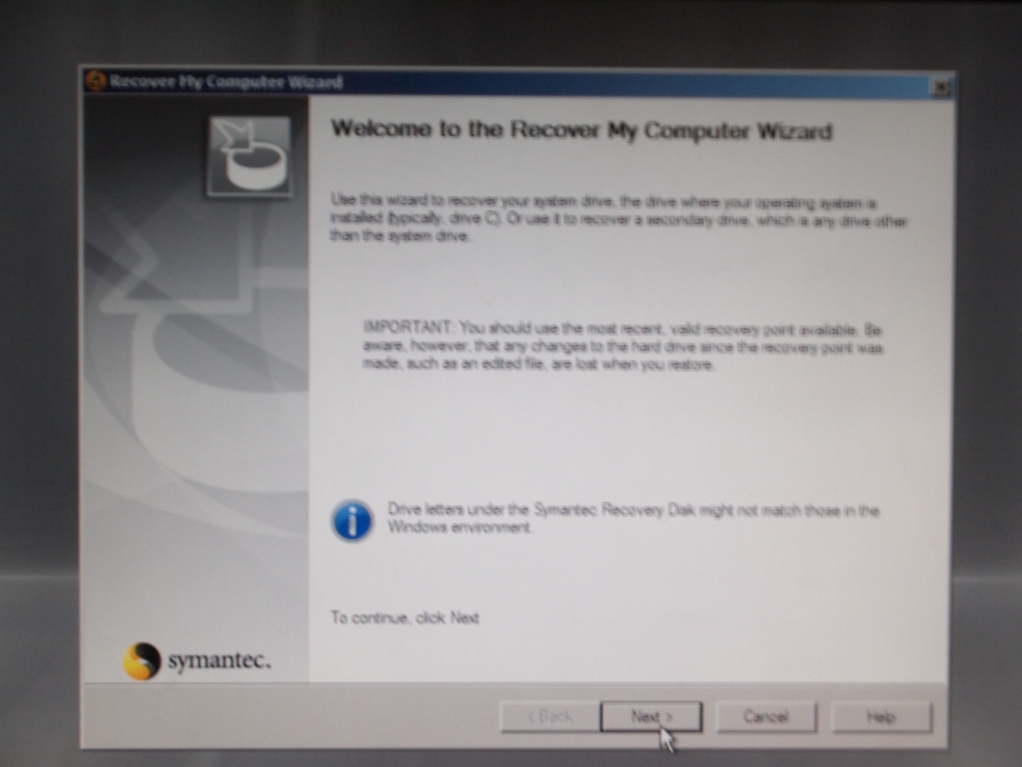 Symantec Backup Exec System Recovery 還原
