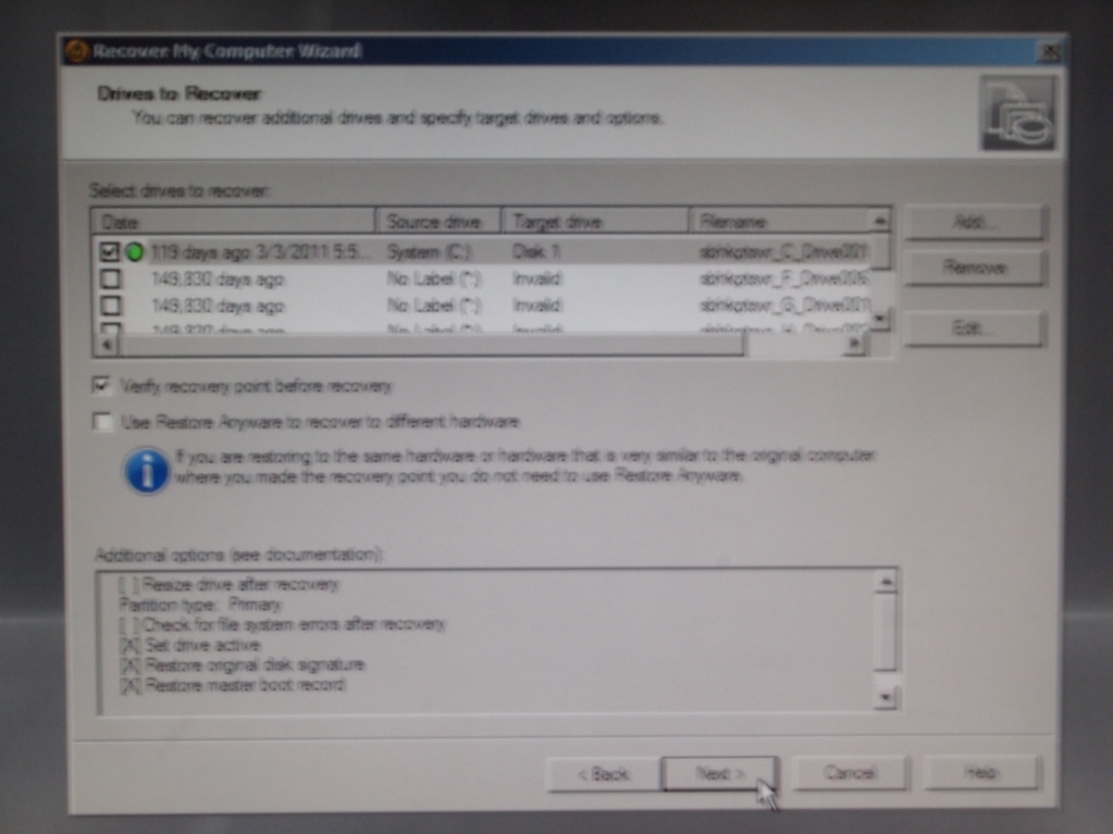 Symantec Backup Exec System Recovery Disk Restore