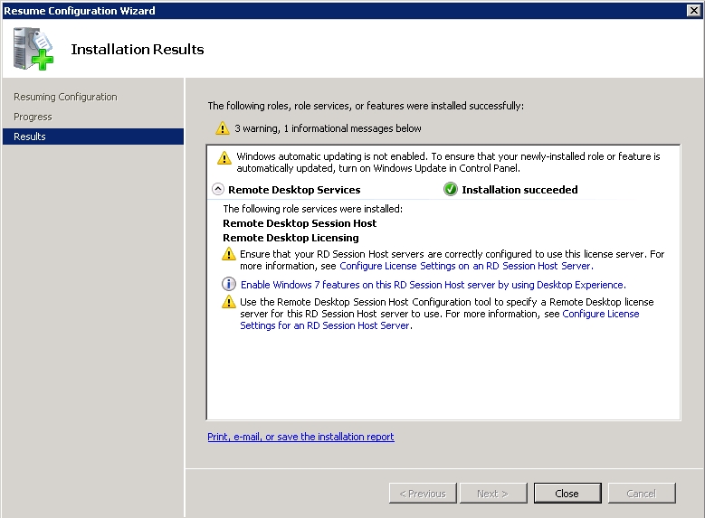 Windows 2008 R2 Terminal Services Installation