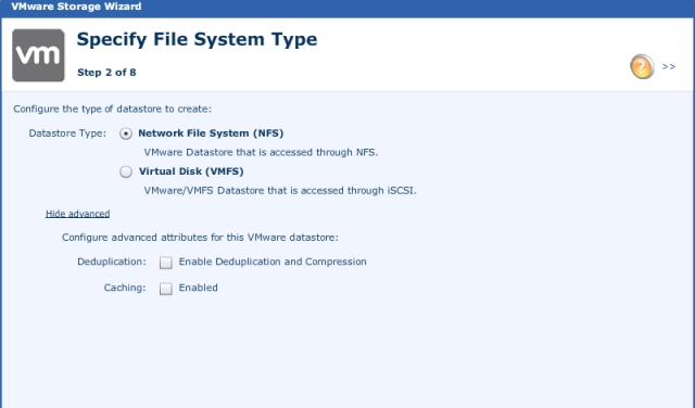 EMC VNXe create VMware NFS datastore