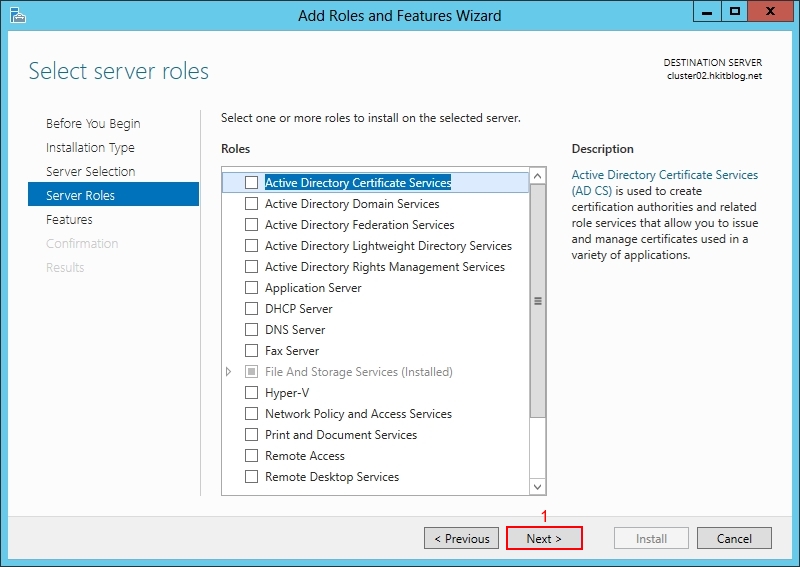 Install Windows 2012 Failover Cluster Manager