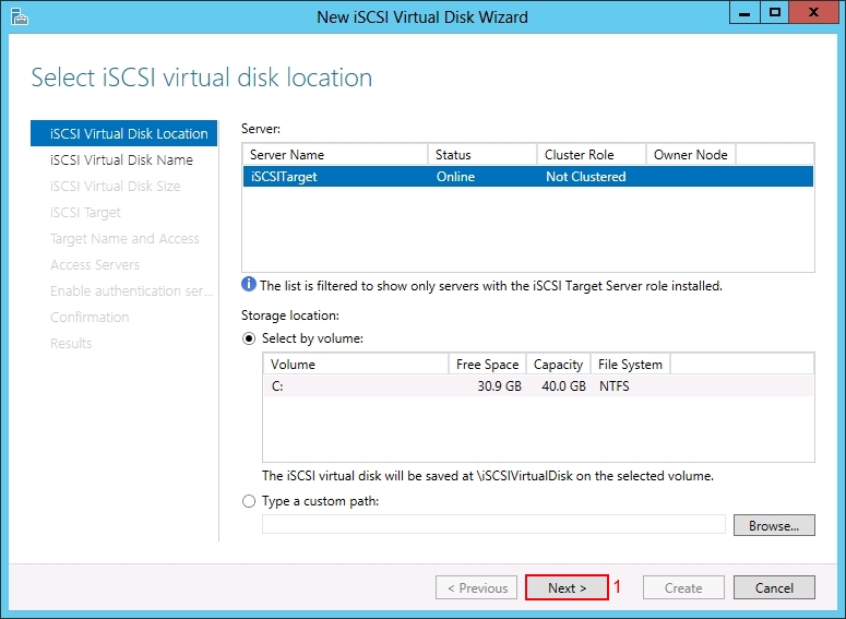 Install Windows 2012 iSCSI Target