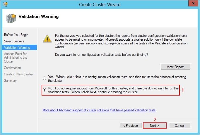 Setup Windows 2012 Failover Cluster Manager