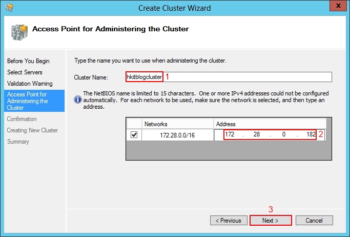 Setup Windows 2012 Failover Cluster Manager