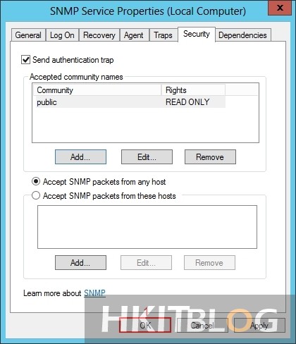 Windows 2012 SNMP installation