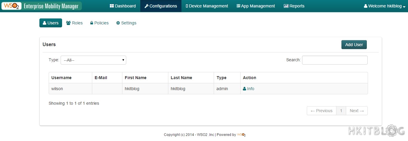 WSO2 Enterprise Mobility Manager Create New Tenant